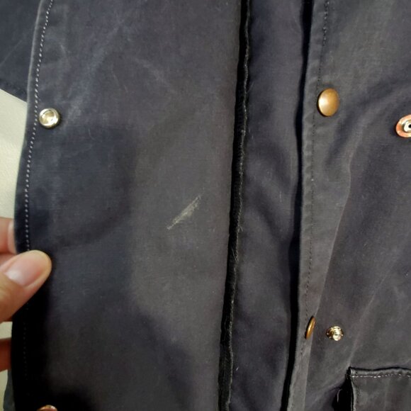 VTG Oilskin Full-Length Duster Coat With Cape Medium 100% Cotton Made In USA - Picture 15 of 16